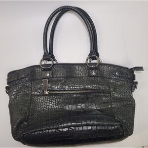 George Gina & Lucy Croc Embossed Large Tote Bag Black